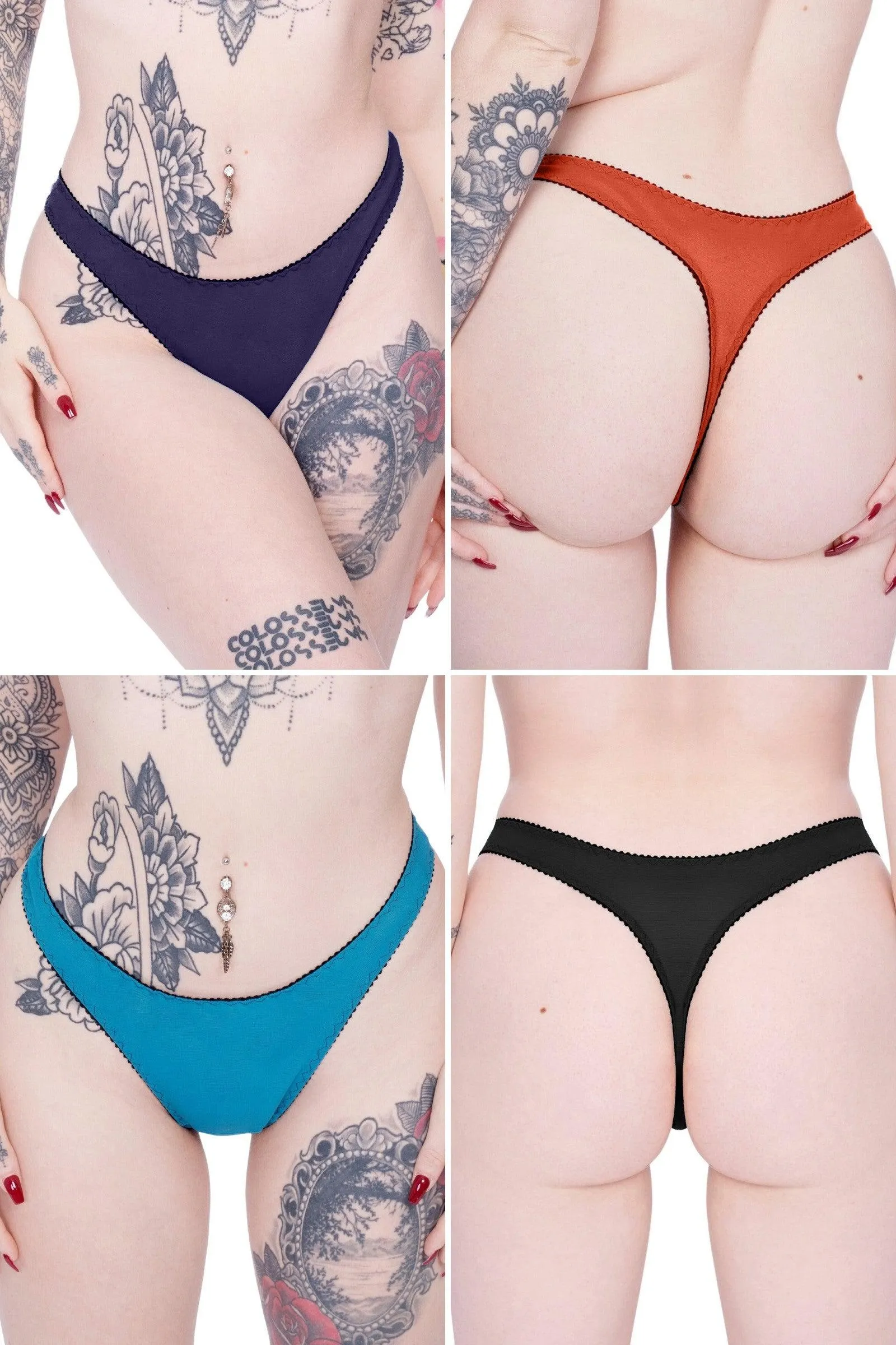 3 PACK MIDNIGHT mesh high leg thong