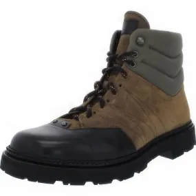 Bally Men's Zeber 24 Suede Lace Up Hiking Boots  Color Tan/Green/Black Size 11D