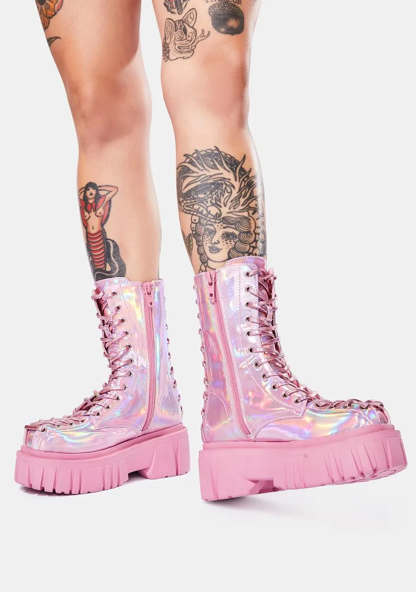 Celestial Candy Holographic Corset Boots