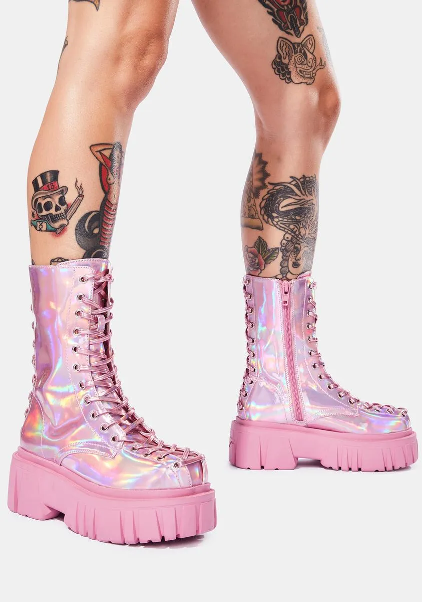 Celestial Candy Holographic Corset Boots
