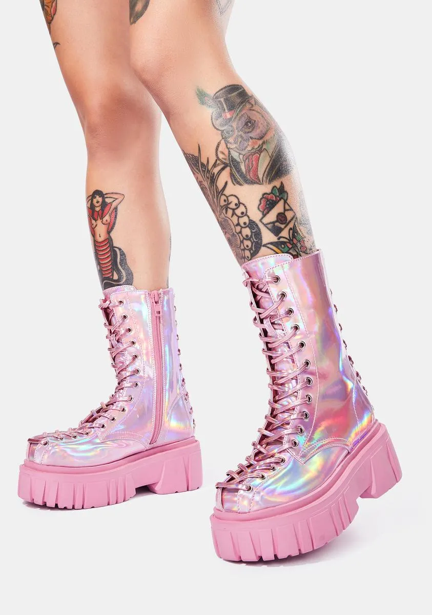 Celestial Candy Holographic Corset Boots
