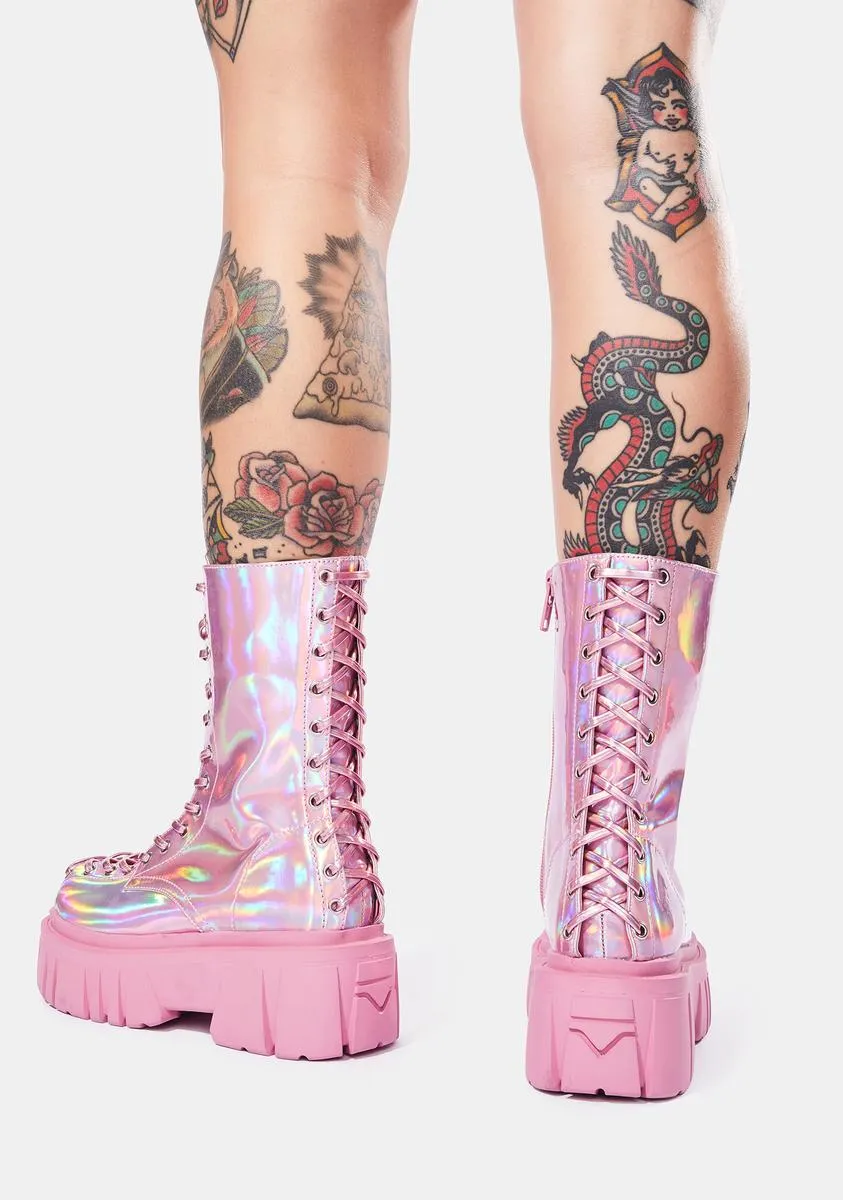 Celestial Candy Holographic Corset Boots