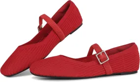 CELNEPHO Flats for Women Square Toe Ballet Flats Shoes Comfortable Dressy Knit Flats for Women Arch Support Slip On Washable Casual Office Shoes