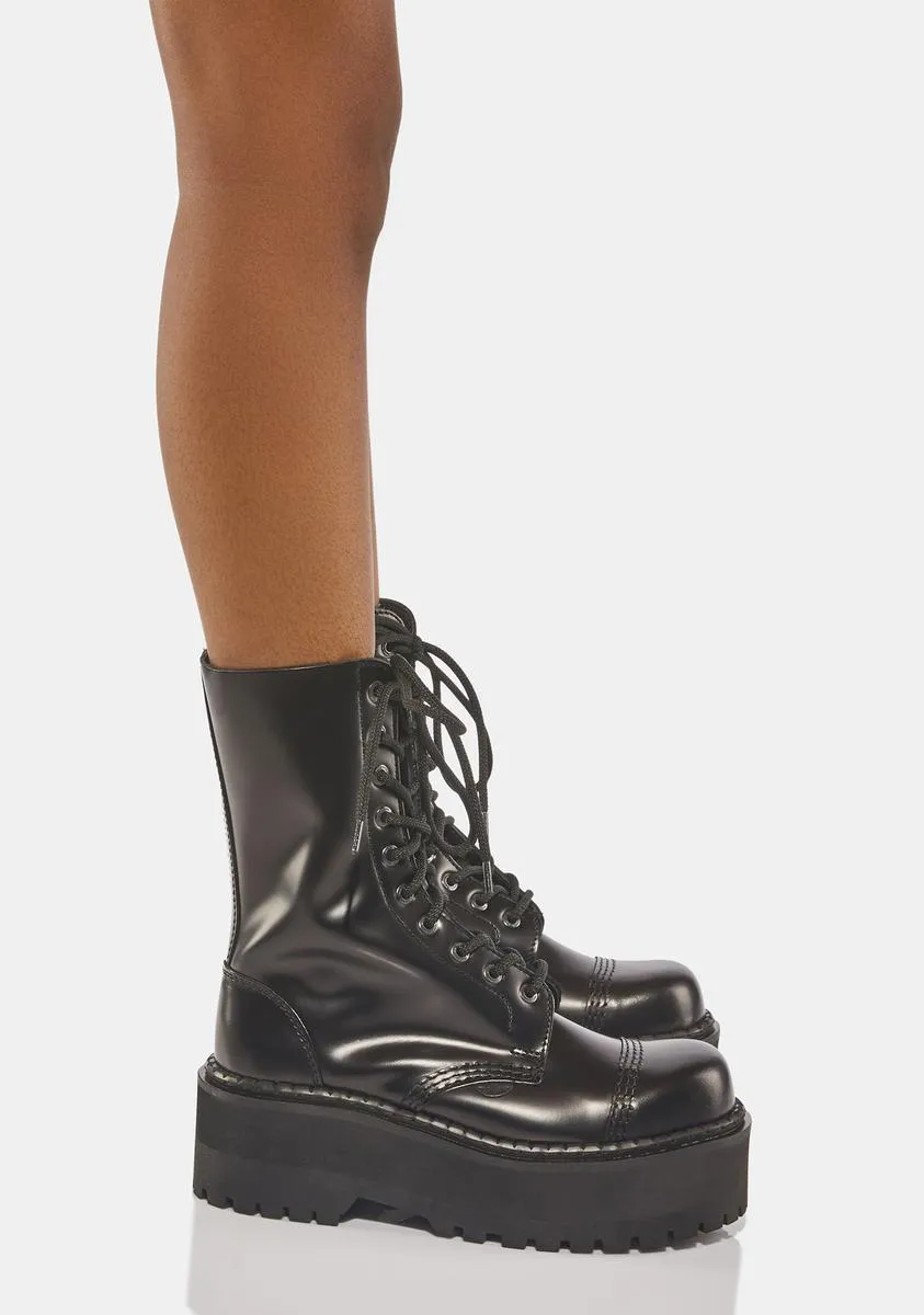 Commando 10 Eyelet Triple Sole Leather Combat Boots