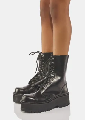 Commando 10 Eyelet Triple Sole Leather Combat Boots