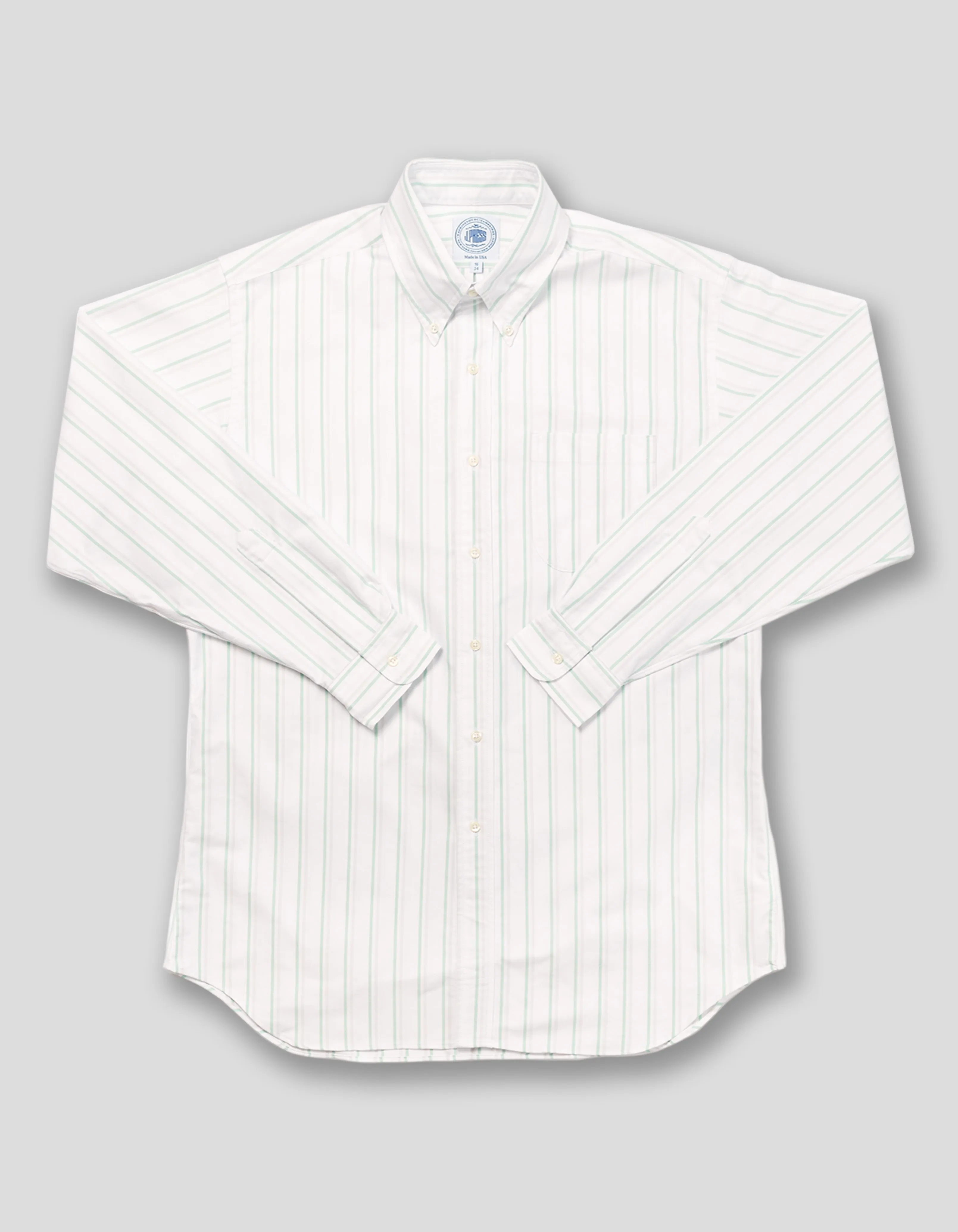 GREEN GREY STRIPE OXFORD DRESS SHIRT
