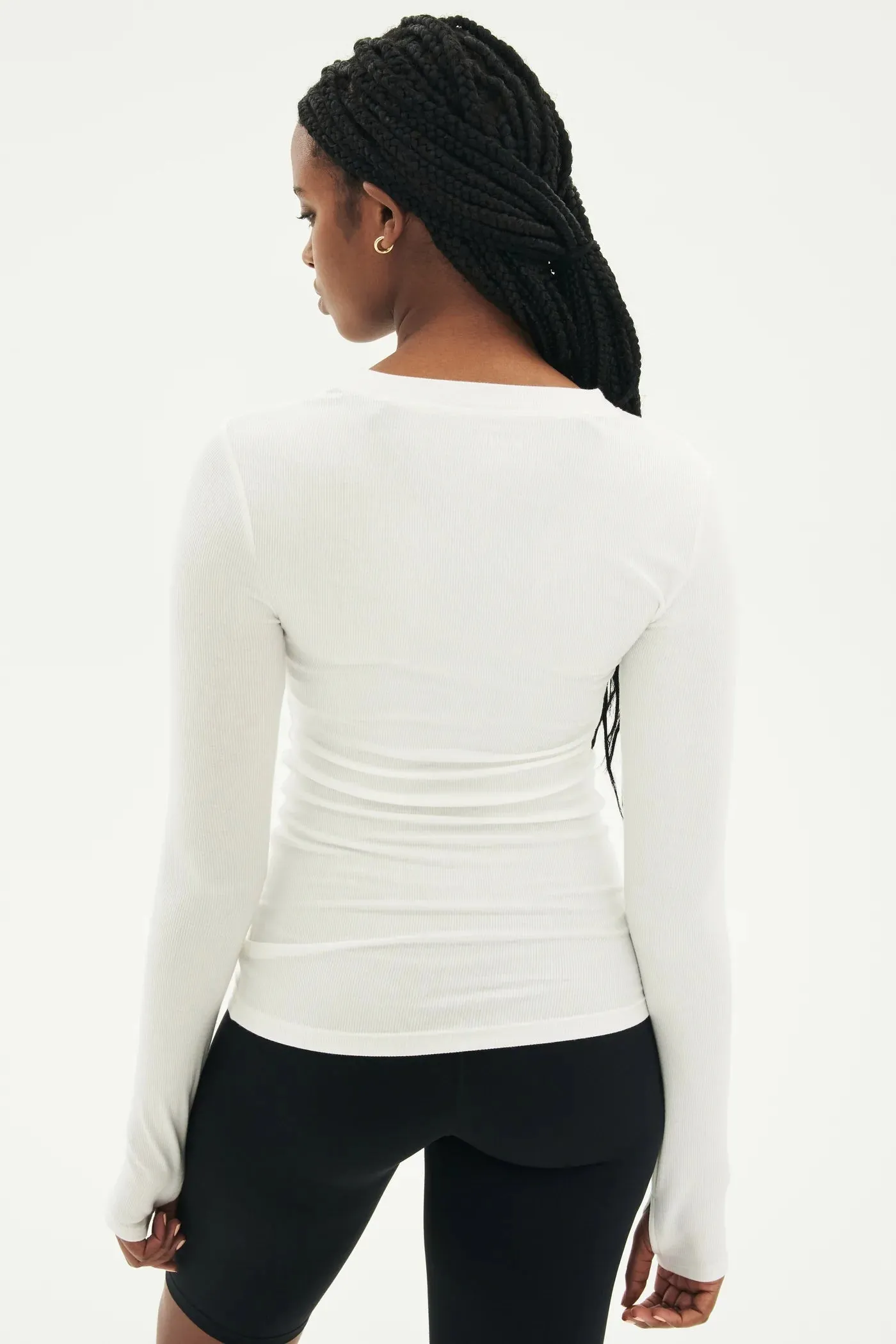 Louise Rib Long Sleeve: White