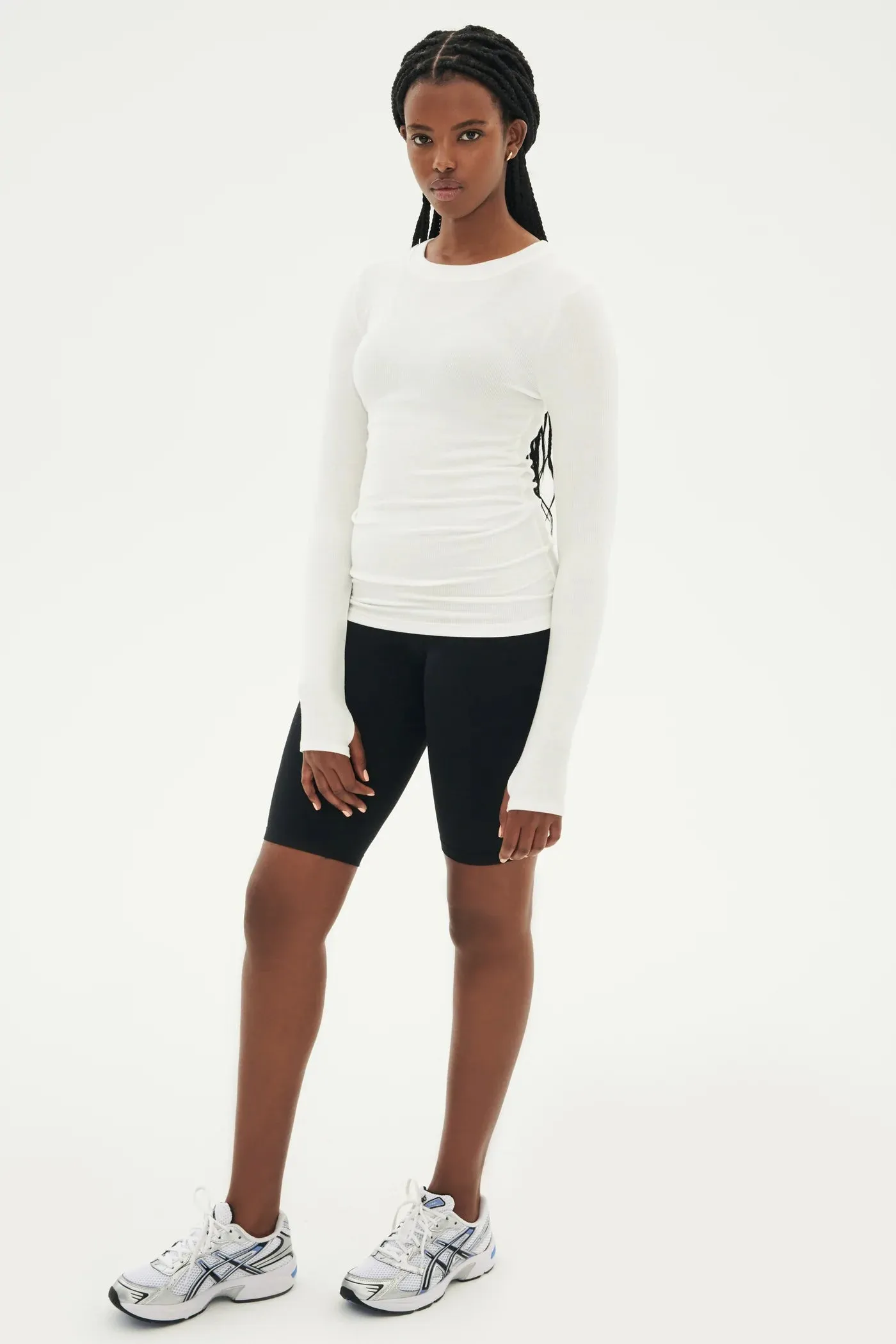 Louise Rib Long Sleeve: White