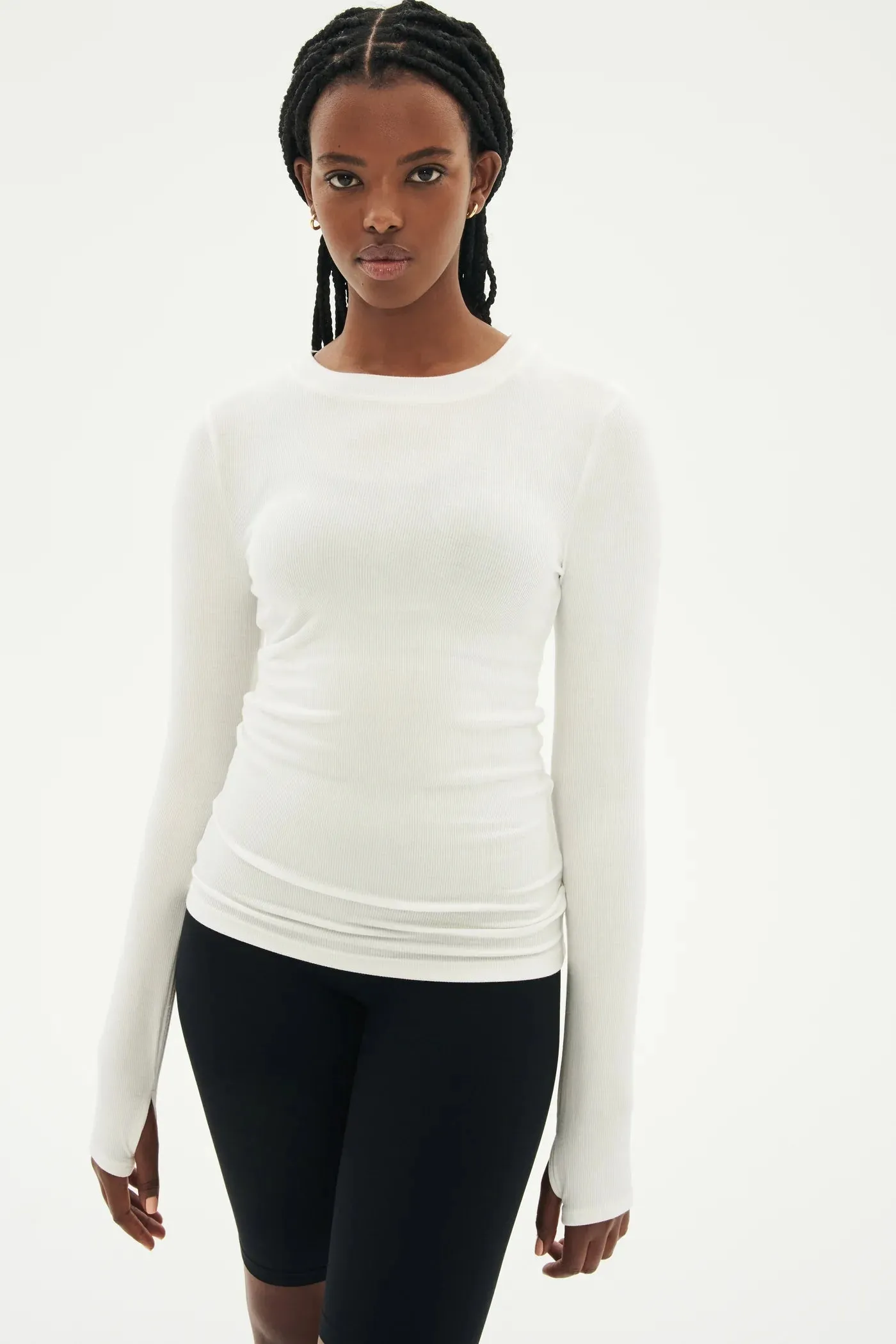 Louise Rib Long Sleeve: White