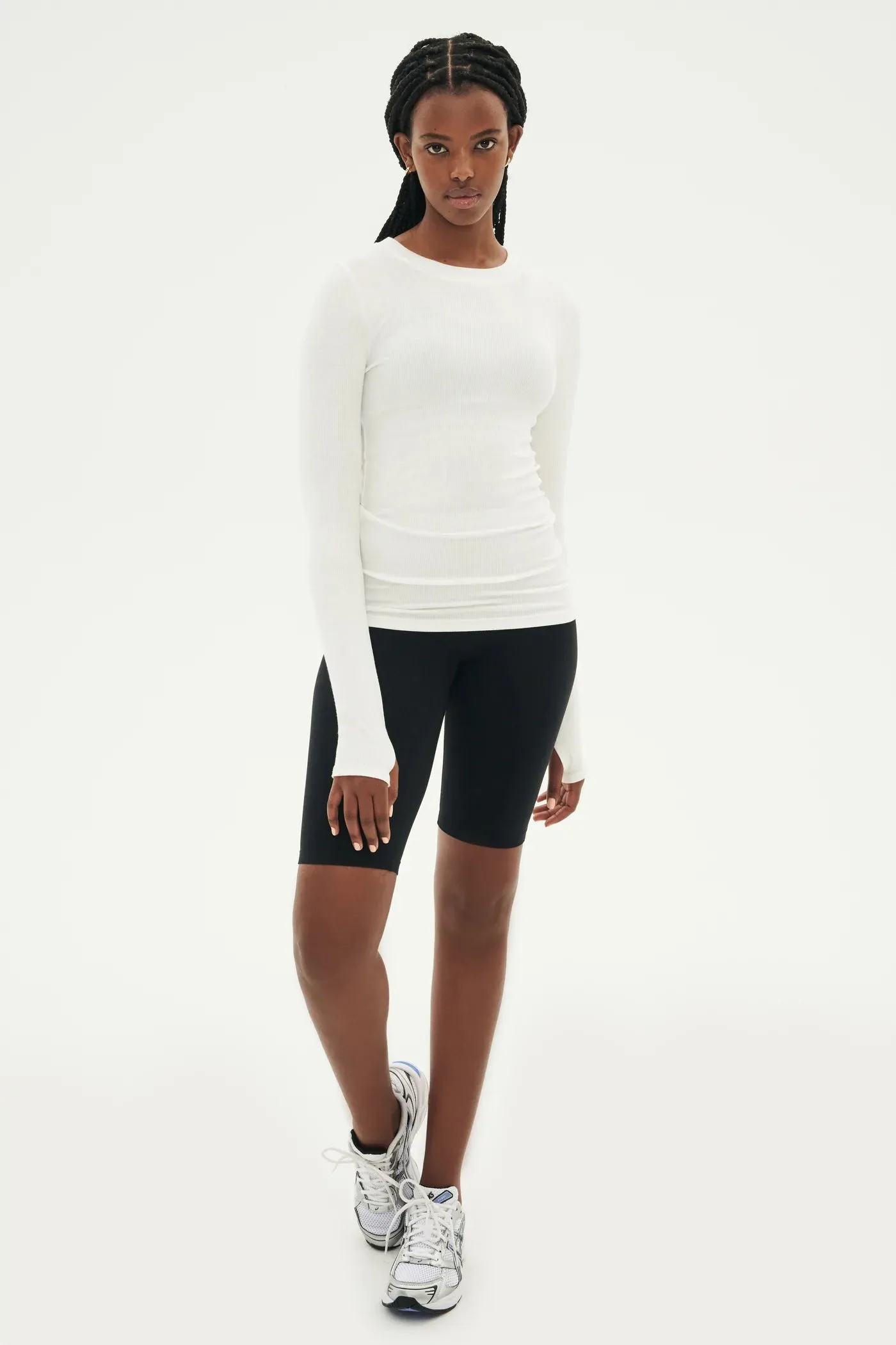 Louise Rib Long Sleeve: White