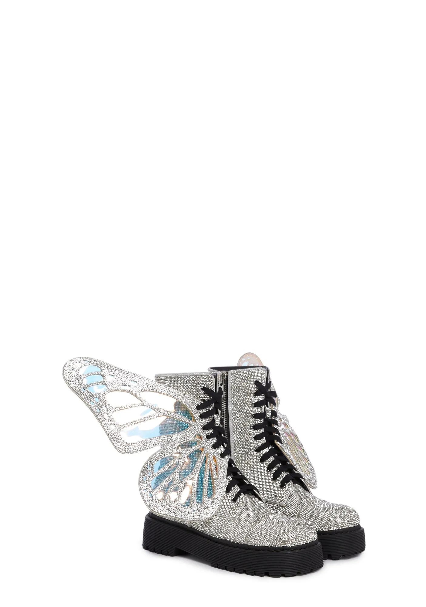 Metamorphic Butterfly Boots - Silver