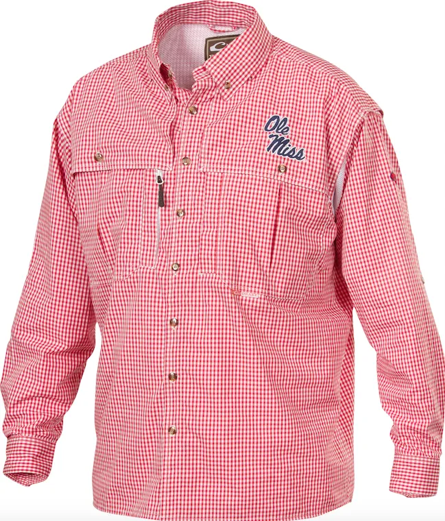 Ole Miss Plaid Wingshooter's Shirt Long Sleeve