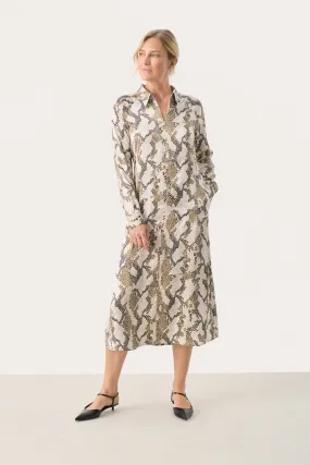 Part Two Lamiya Snake Print Midi Dress