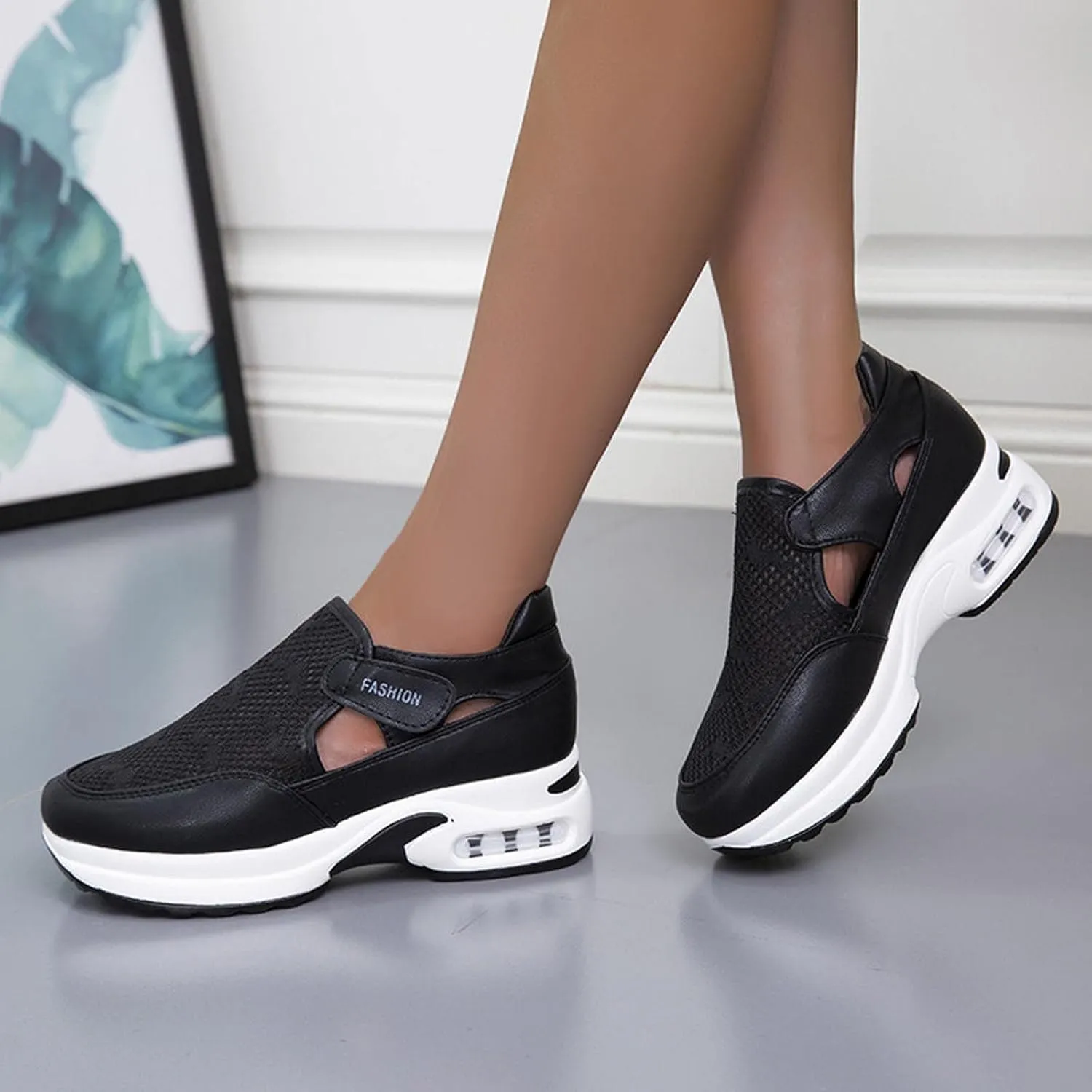 Running Shoes for Women Trendy Hollow Out Sneakers Slip on Canvas Shoe Fashion Casual Summer Comfy Walking Platform Loafers Footwear