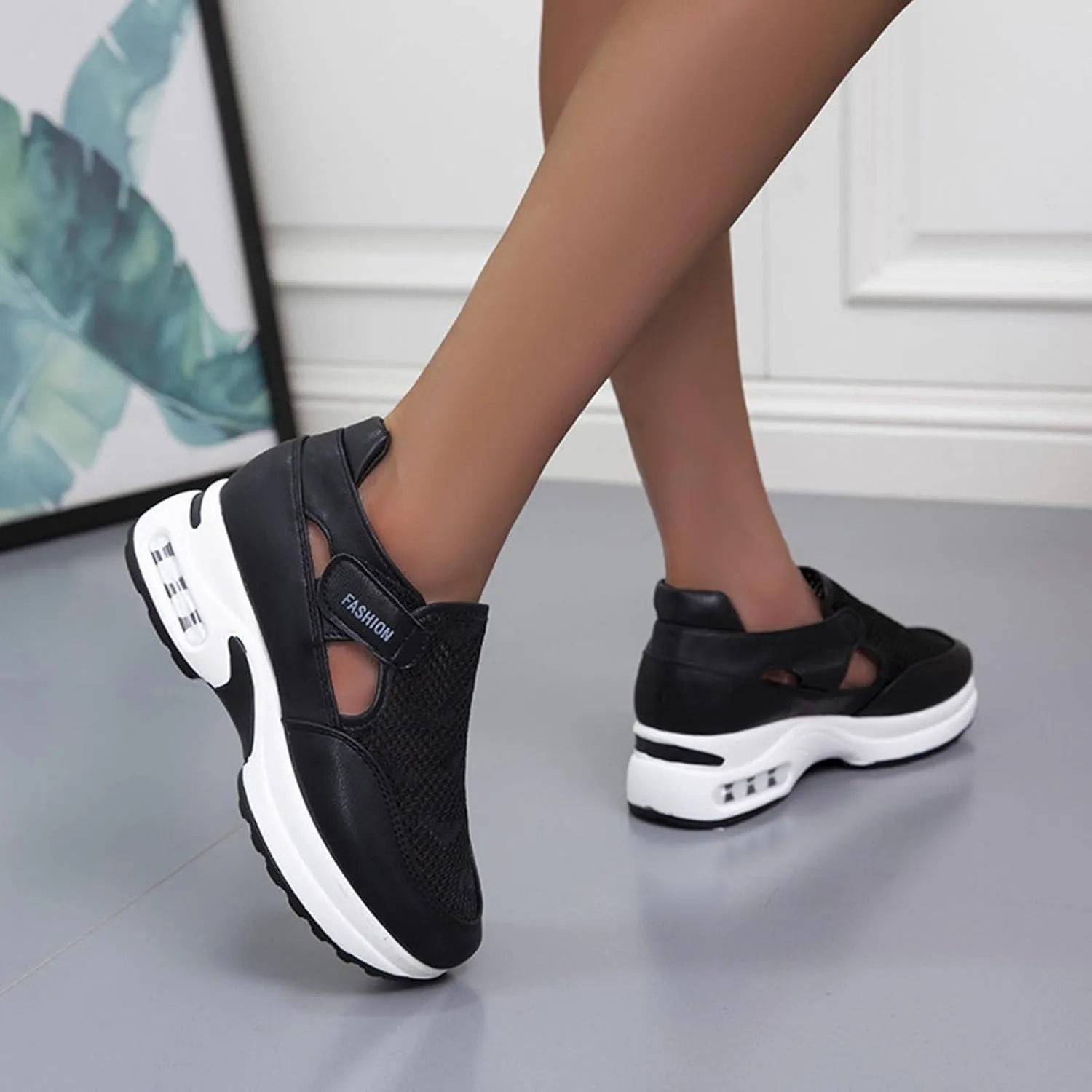 Running Shoes for Women Trendy Hollow Out Sneakers Slip on Canvas Shoe Fashion Casual Summer Comfy Walking Platform Loafers Footwear