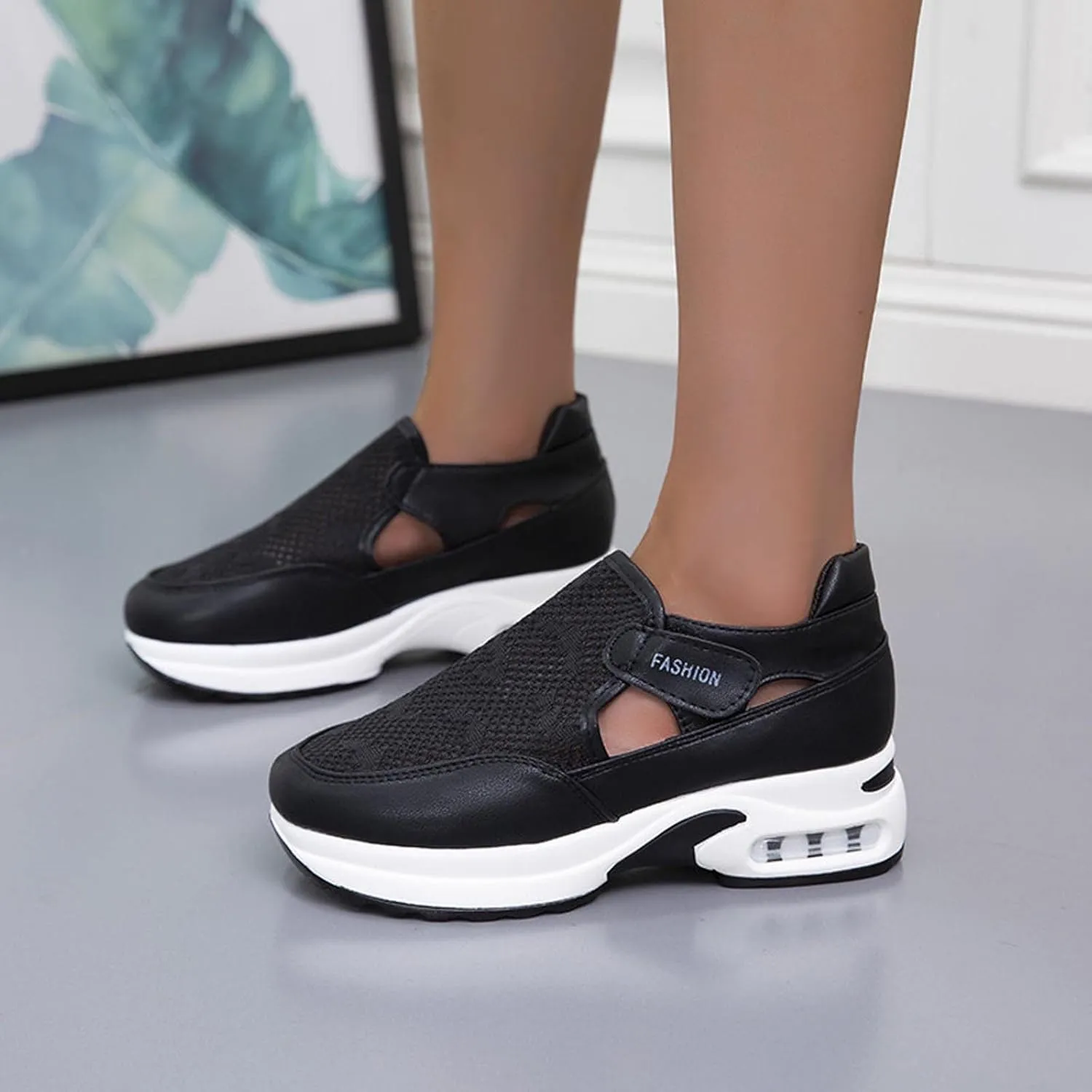 Running Shoes for Women Trendy Hollow Out Sneakers Slip on Canvas Shoe Fashion Casual Summer Comfy Walking Platform Loafers Footwear