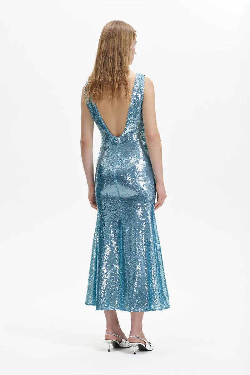 Sequin V Neck Maxi Dress