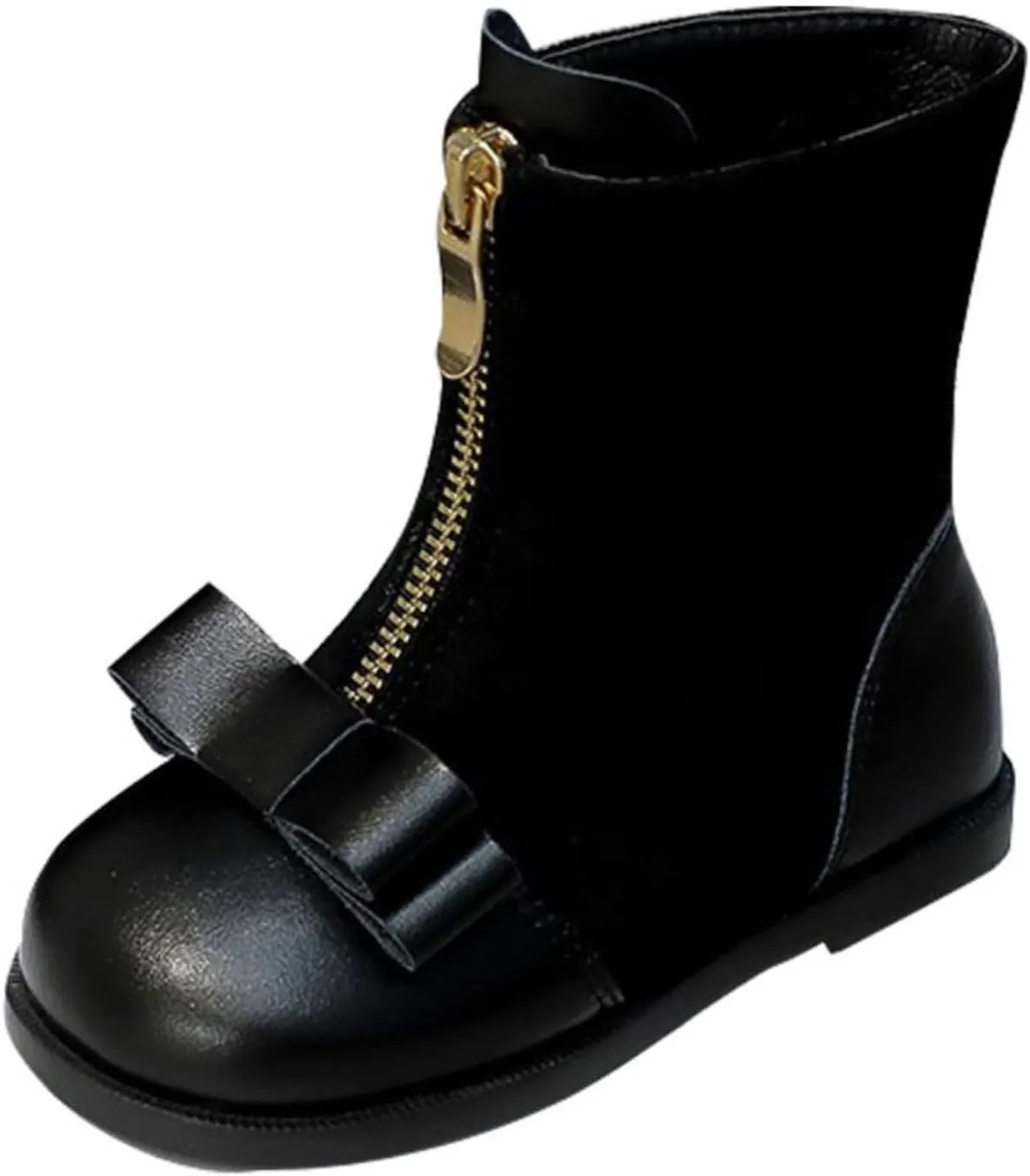 Toddler/Little Girls Sweet Short Ankle Boots Kids Bowknot Side Zipper Solid Soft Dress Booties with Boots Junior Girls
