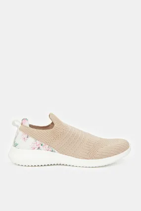 Womens Beige Slip On Trainer