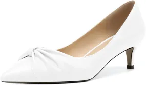 Zamikoo Women's Low Kitten Heel Pumps Slip On Pointed Toe Shoes with Bow-Knot Dress Shoes for Women 2Inches Low Heel
